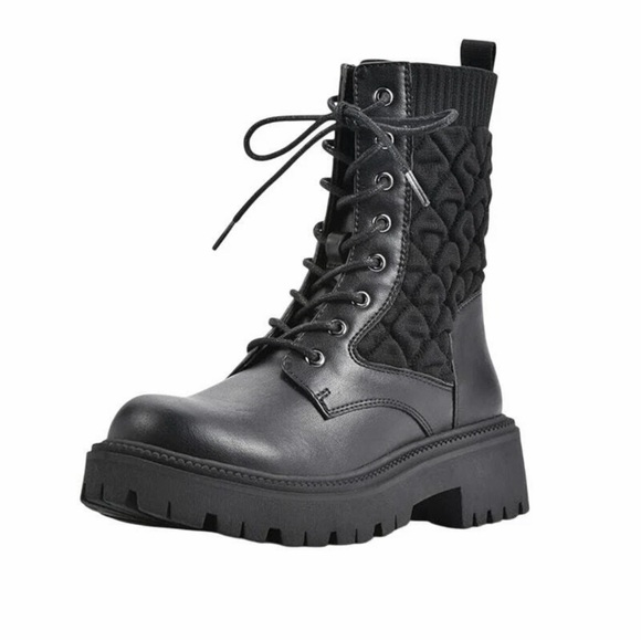 White Mountain Shoes - White Mountain Black Quilted Combat Boots